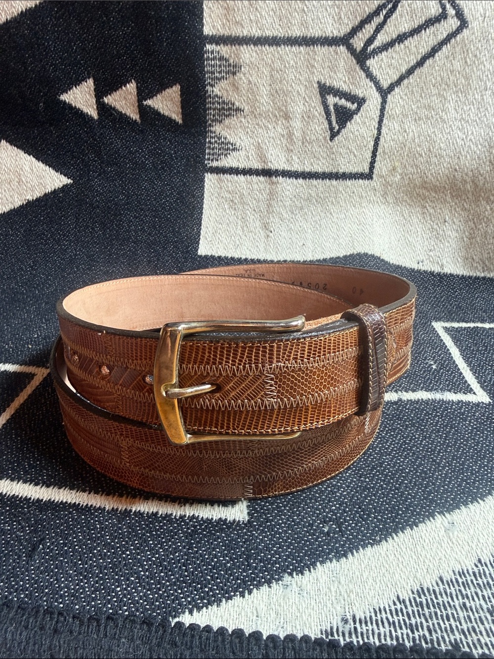 Men’s Tan Vintage Genuine Lizard Belt Size 40 by Tony Lama
